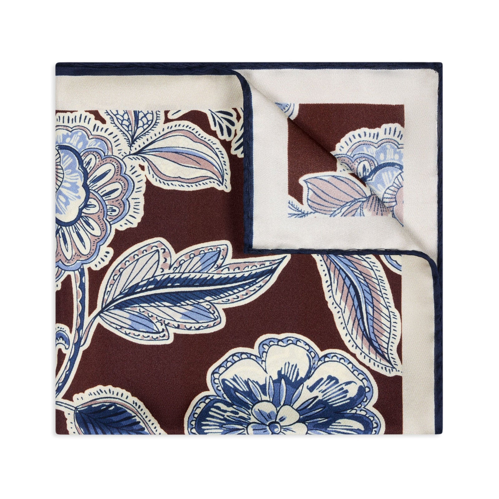 Summer Floral Silk Twill Pocket Square In Red