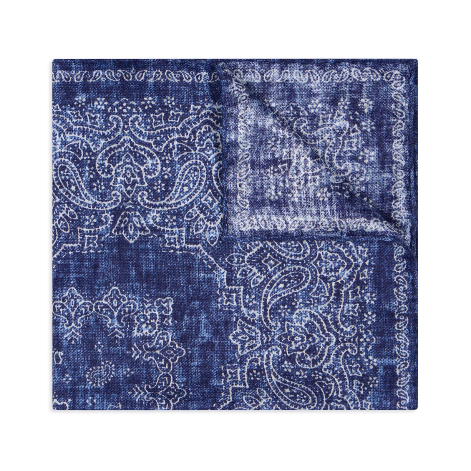 Notte Fiorentina Silk And Cotton Pocket Square In Blue