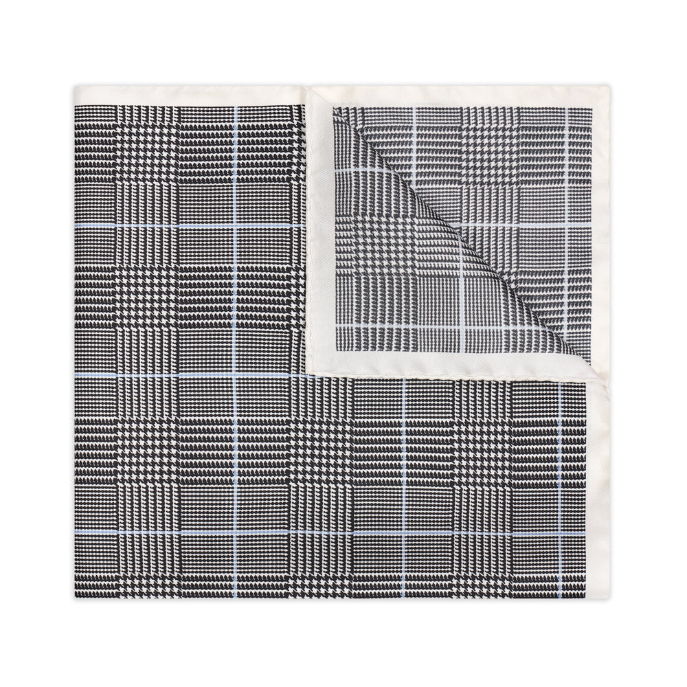 Large Prince Of Wales Check Silk Twill Pocket Square In