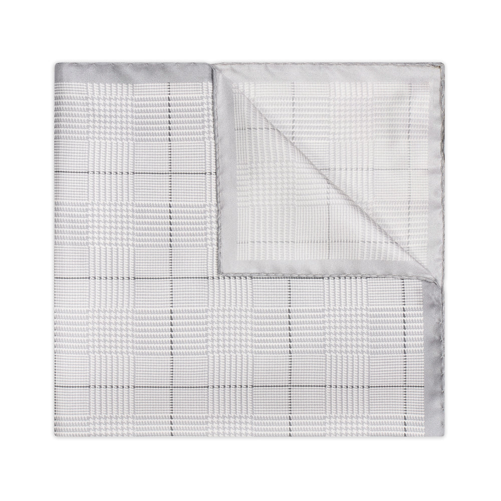 Large Prince Of Wales Check Silk Twill Pocket Square In