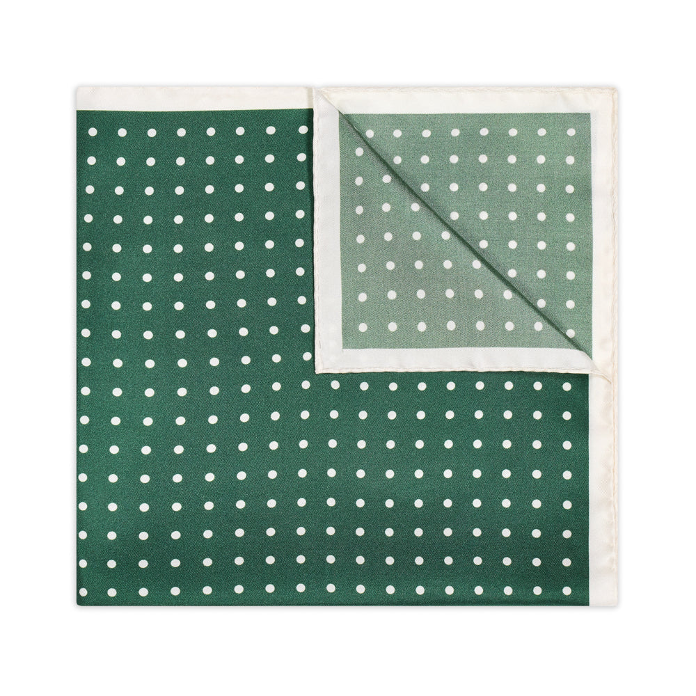 Contrast Edge Polka Dot Silk Twill Pocket Square In