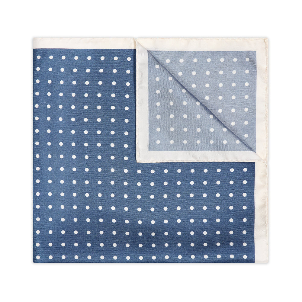 Contrast Edge Polka Dot Silk Twill Pocket Square In Butcher