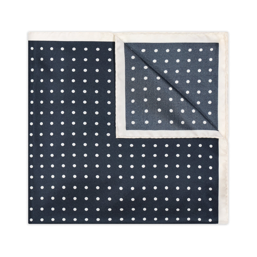 Contrast Edge Polka Dot Silk Twill Pocket Square In