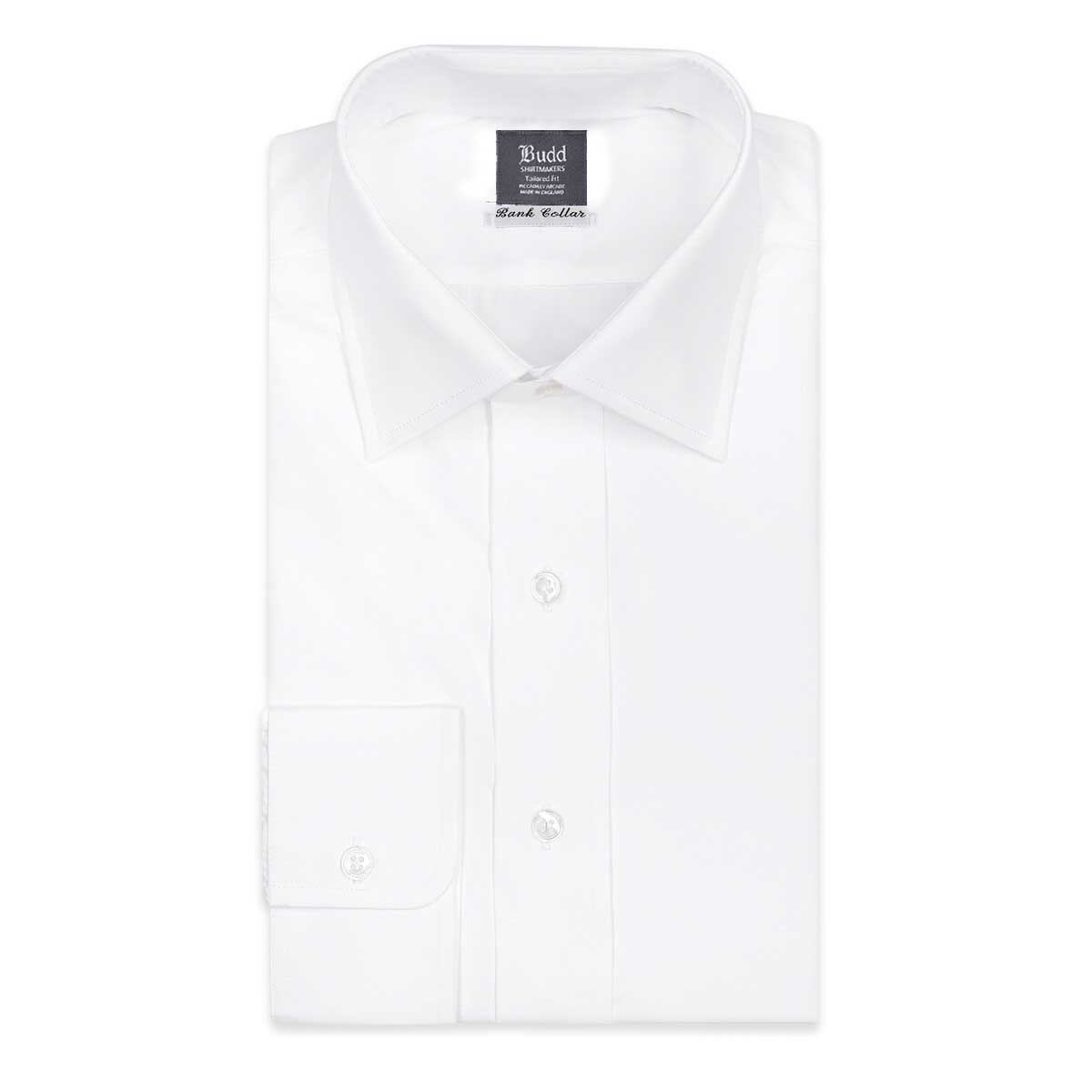 Tailored Fit Poplin Shirt With Button Cuff And Bank Collar