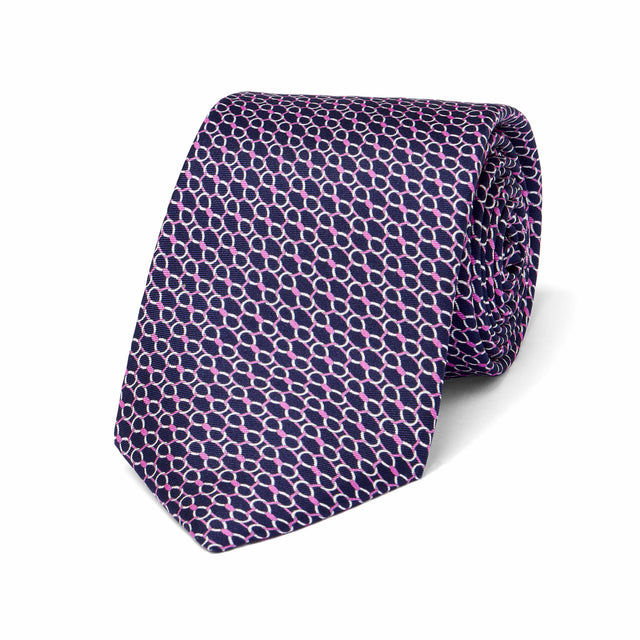 Imperial Chain Foulard Tie in Navy