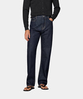 Dark Blue Straight Leg Tapered Jeans