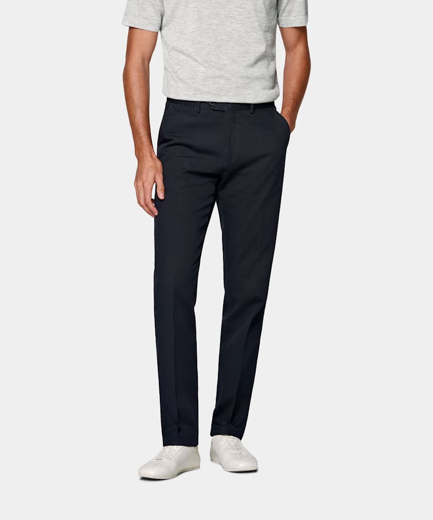 Navy Slim Leg Straight Chinos