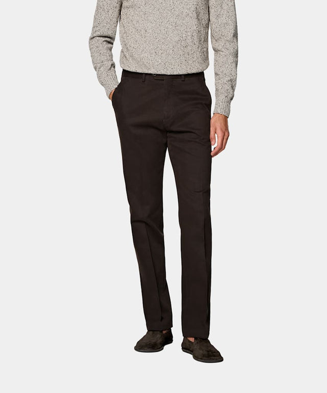 Dark Brown Slim Leg Straight Chinos