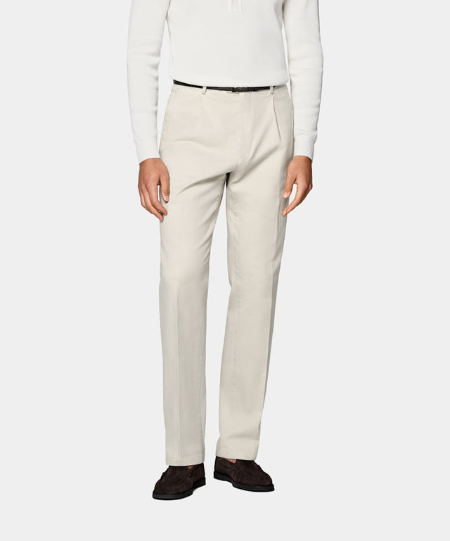 Sand Wide Leg Tapered Chinos