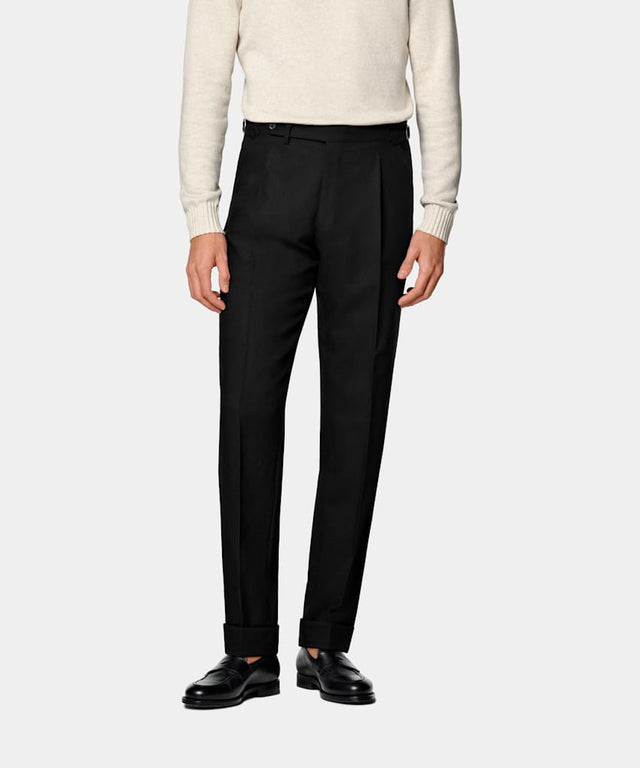 Black Slim Leg Tapered Suit Trousers