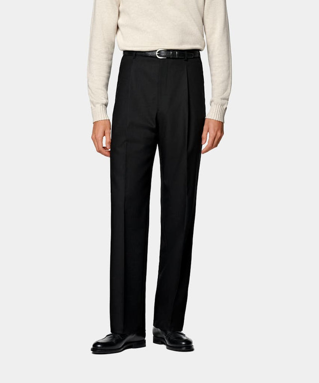 Black Wide Leg Straight Trousers