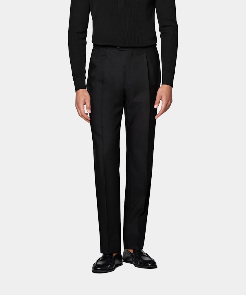 Wide Leg Tapered Suit Trousers