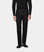 Black Wide Leg Tapered Suit Trousers