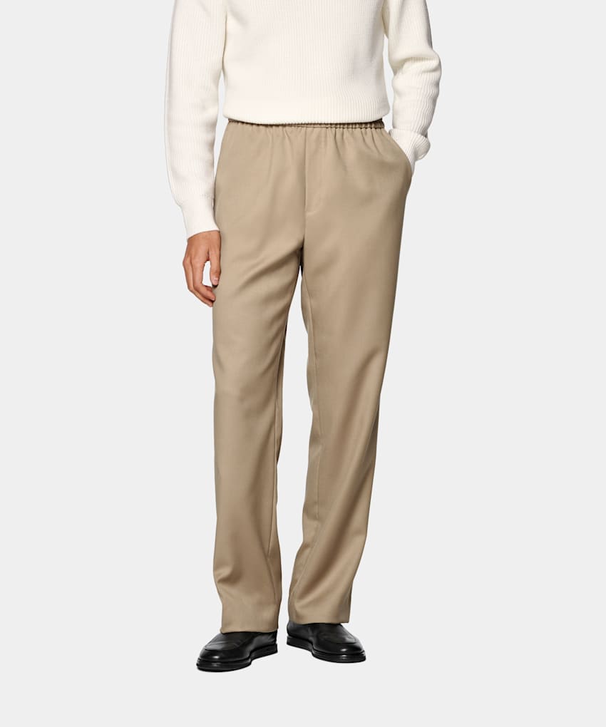 Mid Brown Wide Leg Straight Pants