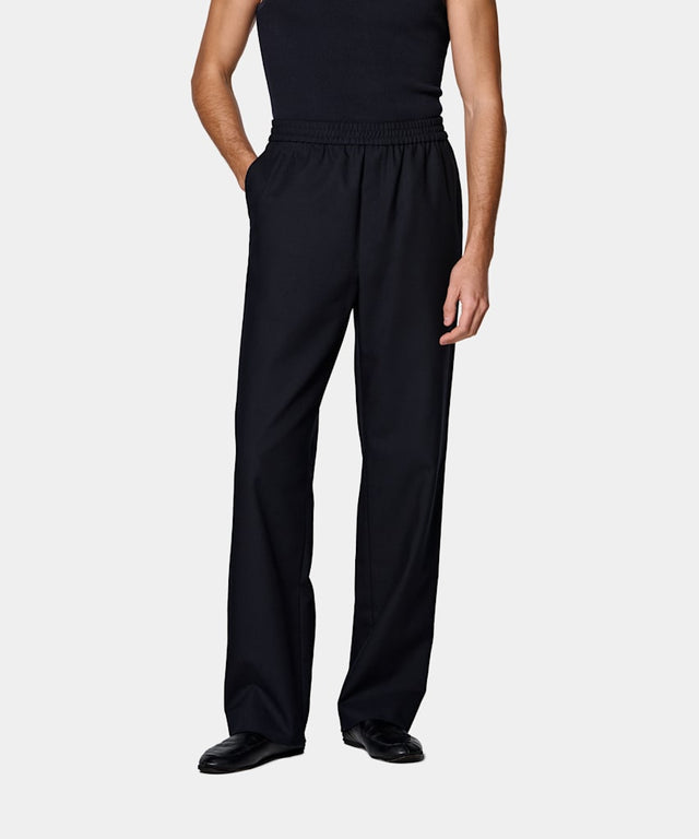Navy Wide Leg Straight Pants