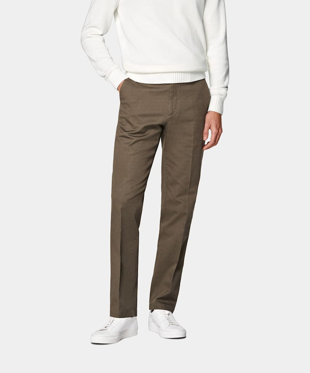 Mid Green Slim Leg Straight Chinos