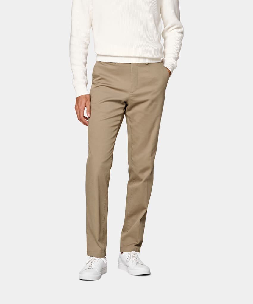 Light Brown Slim Leg Straight Chinos