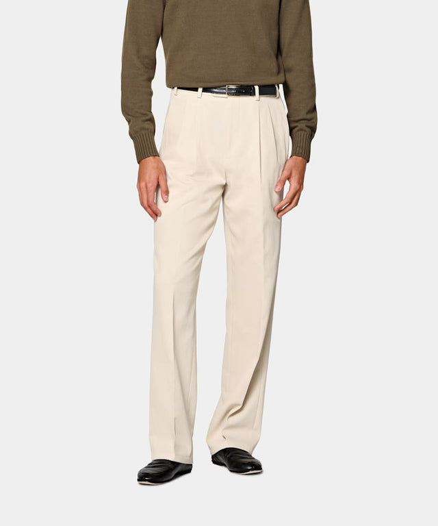 Light Brown Wide Leg Straight Chinos