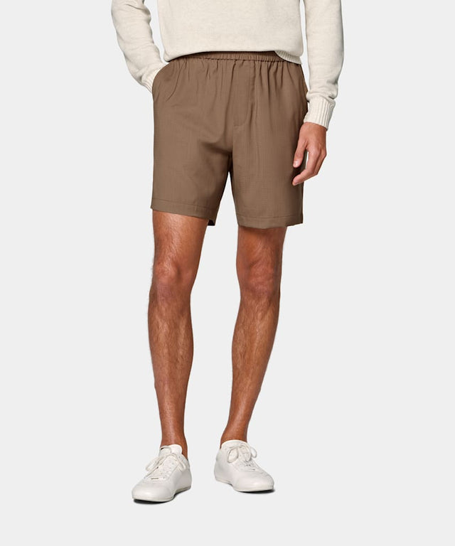 Mid Brown Straight Leg Shorts
