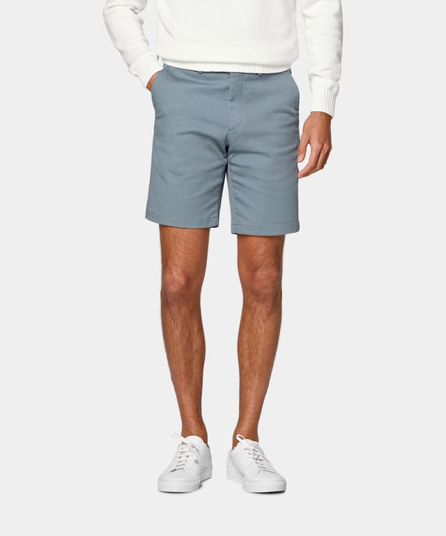 Mid Blue Slim Leg Chino Shorts