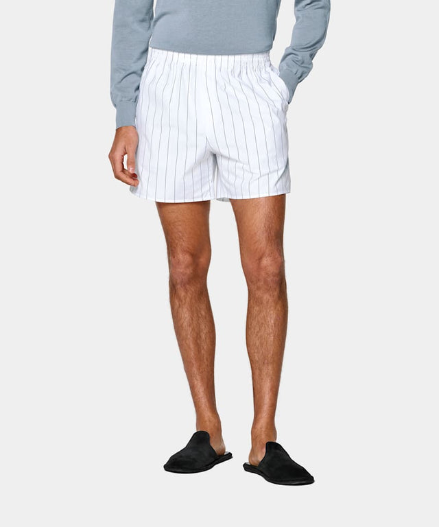 White Striped Straight Leg Shorts