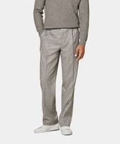 Taupe Wide Leg Straight Trousers