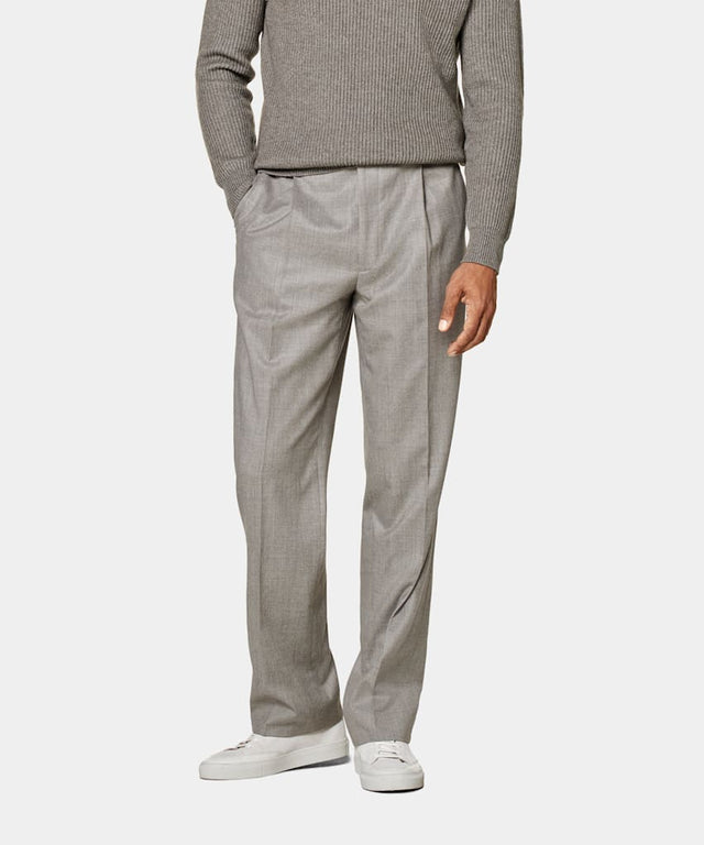 Taupe Wide Leg Straight Trousers