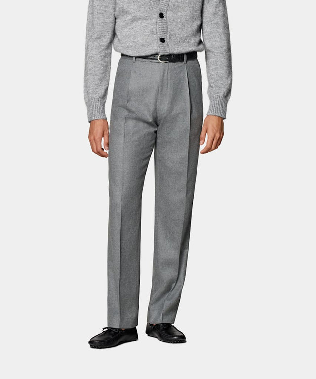 Mid Grey Wide Leg Straight Trousers