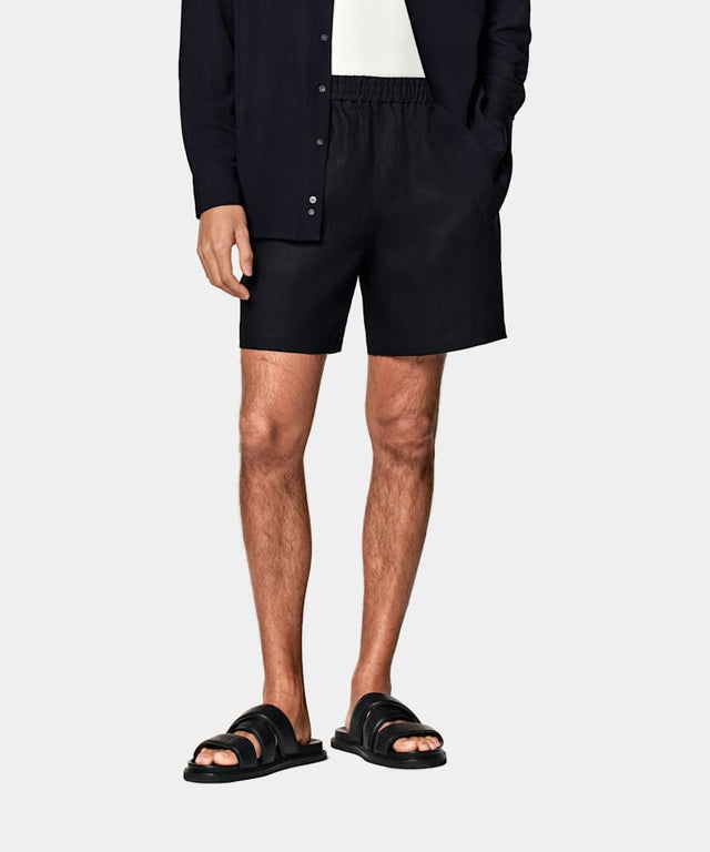 Navy Straight Leg Shorts