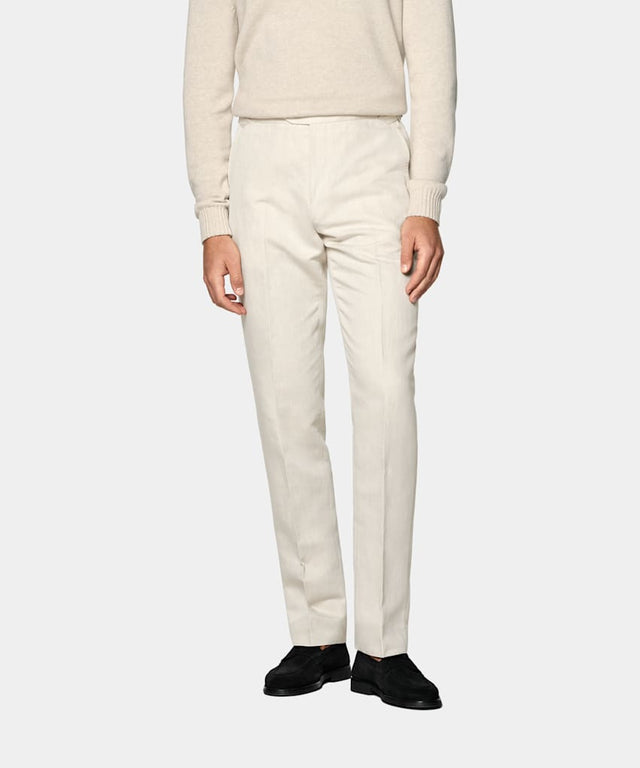 Sand Straight Leg Suit Trousers