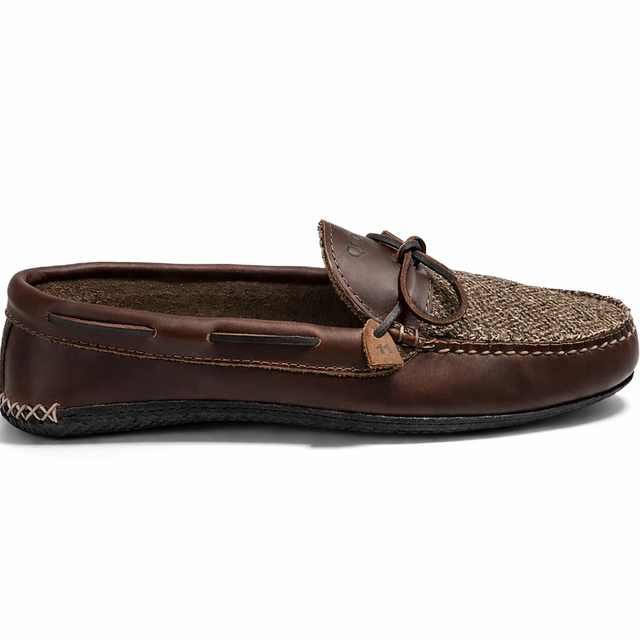 LE Men's Coolside Slipper: Brown Herringbone