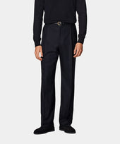 Navy Wide Leg Straight Suit Trousers