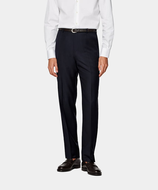 Navy Straight Leg Suit Trousers