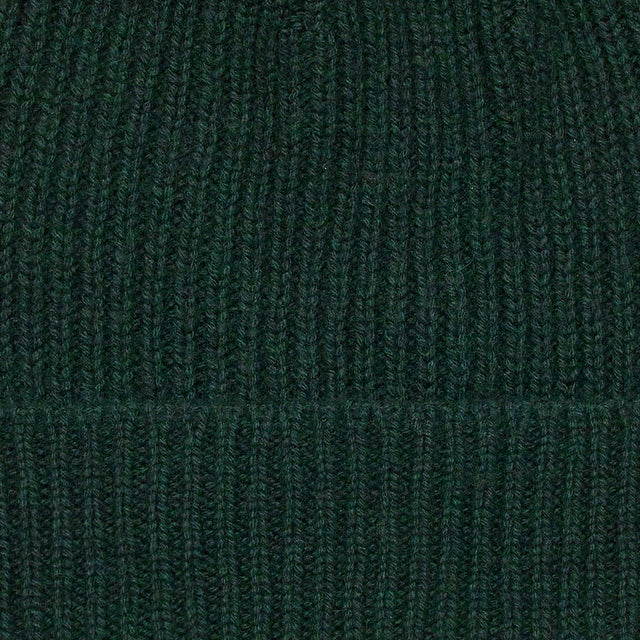 Ribbed Knit Cashmere Hat In Dark Green