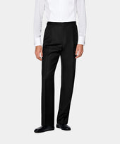 Black Wide Leg Straight Tuxedo Trousers