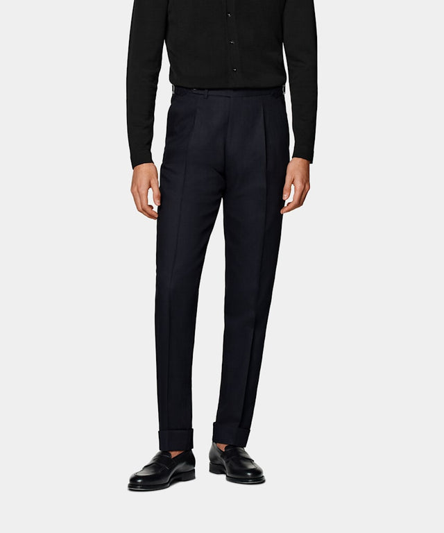 Navy Slim Leg Tapered Suit Trousers