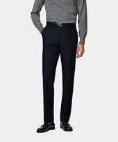 Navy Slim Leg Straight Trousers
