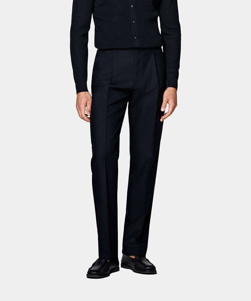 Wide Leg Tapered Suit Trousers