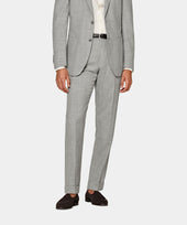 Light Grey Perennial Slim Leg Tapered Suit Trousers