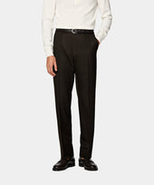 Dark Brown Straight Leg Suit Trousers