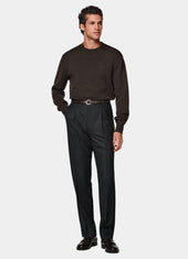 Wide Leg Tapered Suit Trousers
