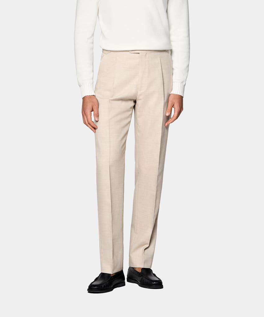 Wide Leg Tapered Suit Trousers