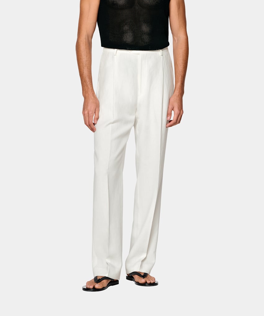 Wide Leg Straight Suit Trousers
