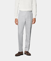 Light Grey Slim Leg Straight Suit Trousers