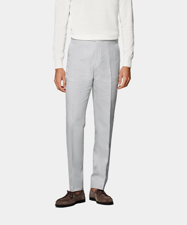 Light Grey Slim Leg Straight Suit Trousers