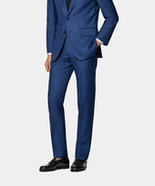 Mid Blue Slim Leg Straight Suit Trousers