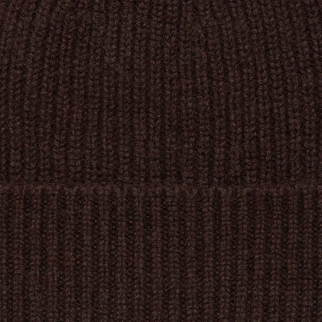 Ribbed Knit Cashmere Hat In Dark Brown
