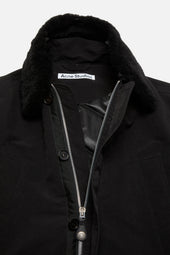 Nylon Jacket With Shearling Collar