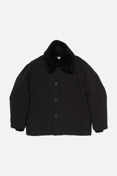 Nylon Jacket With Shearling Collar