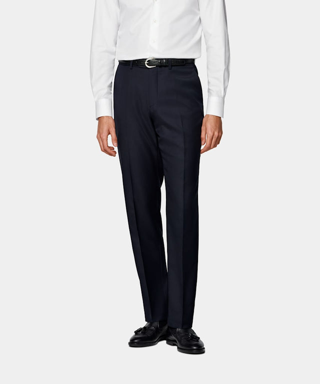 Navy Perennial Straight Leg Suit Trousers